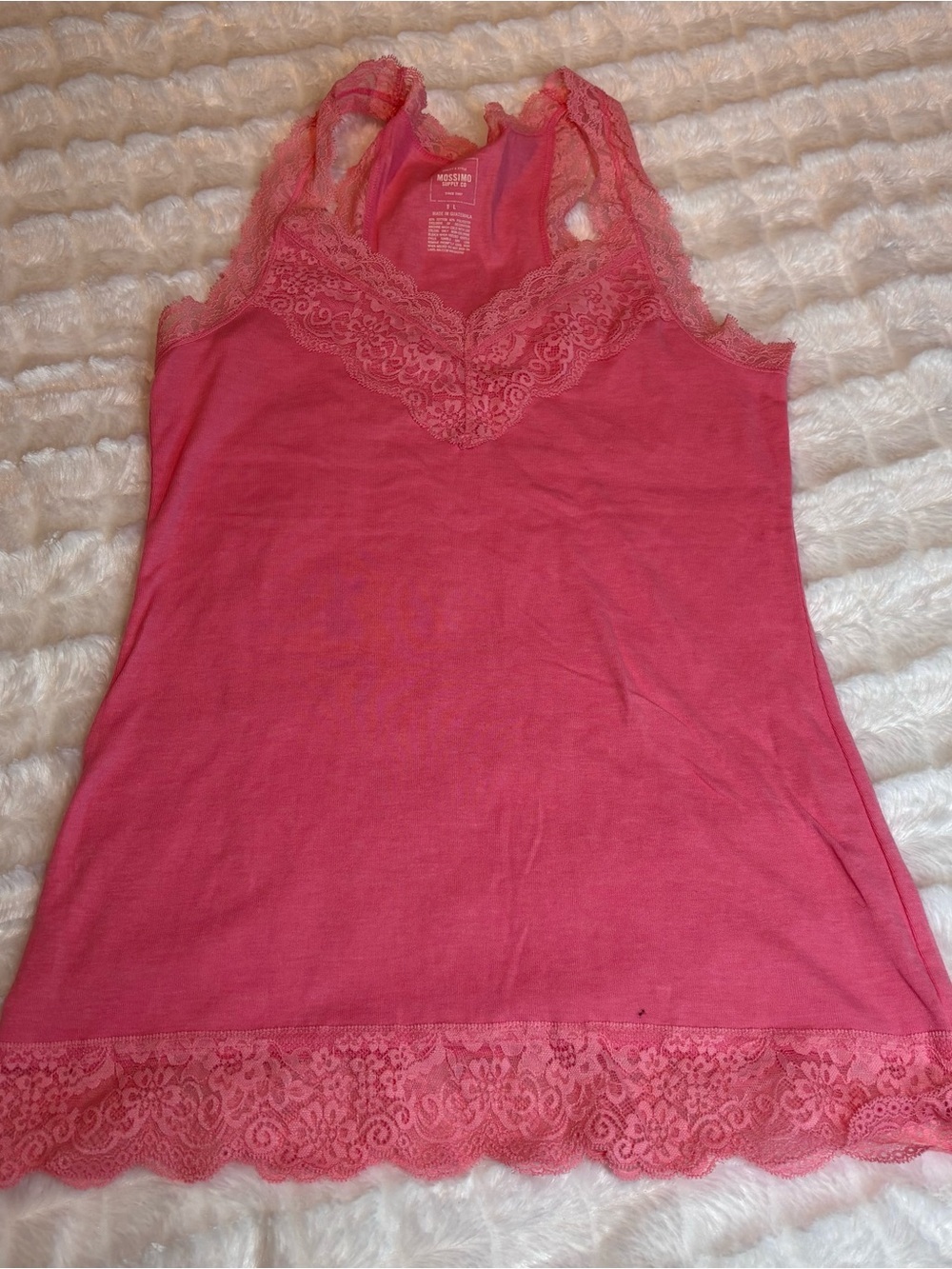 Y2K Mossimo Lace Trim Pink Vneck tank top size L